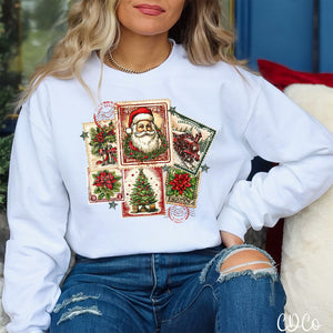 Vintage Christmas Cards Stamps DTF
