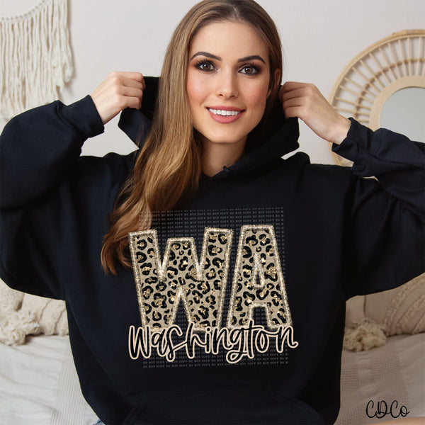 Leopard Faux Embroidery & Glitter States DTF (NC-WV)