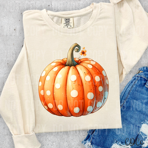 Watercolor Polka Dot Pumpkin DTF