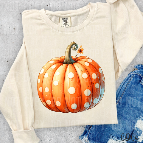 Watercolor Polka Dot Pumpkin DTF