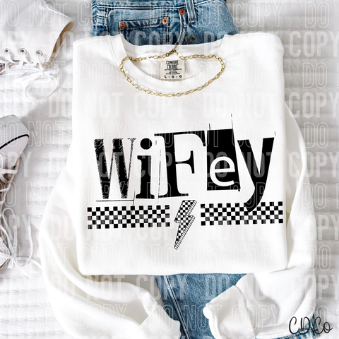 Wifey Checkered Bolt 6113 DTF