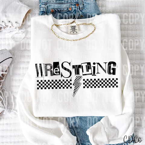Wrestling Checkered Bolt 6110 DTF