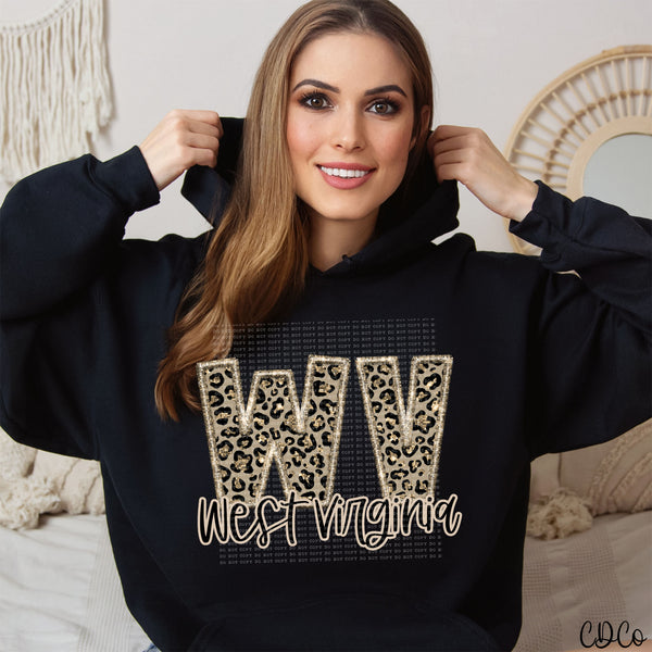 Leopard Faux Embroidery & Glitter States DTF (NC-WV)