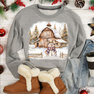 Watercolor Country Snowman Barn 2313 DTF