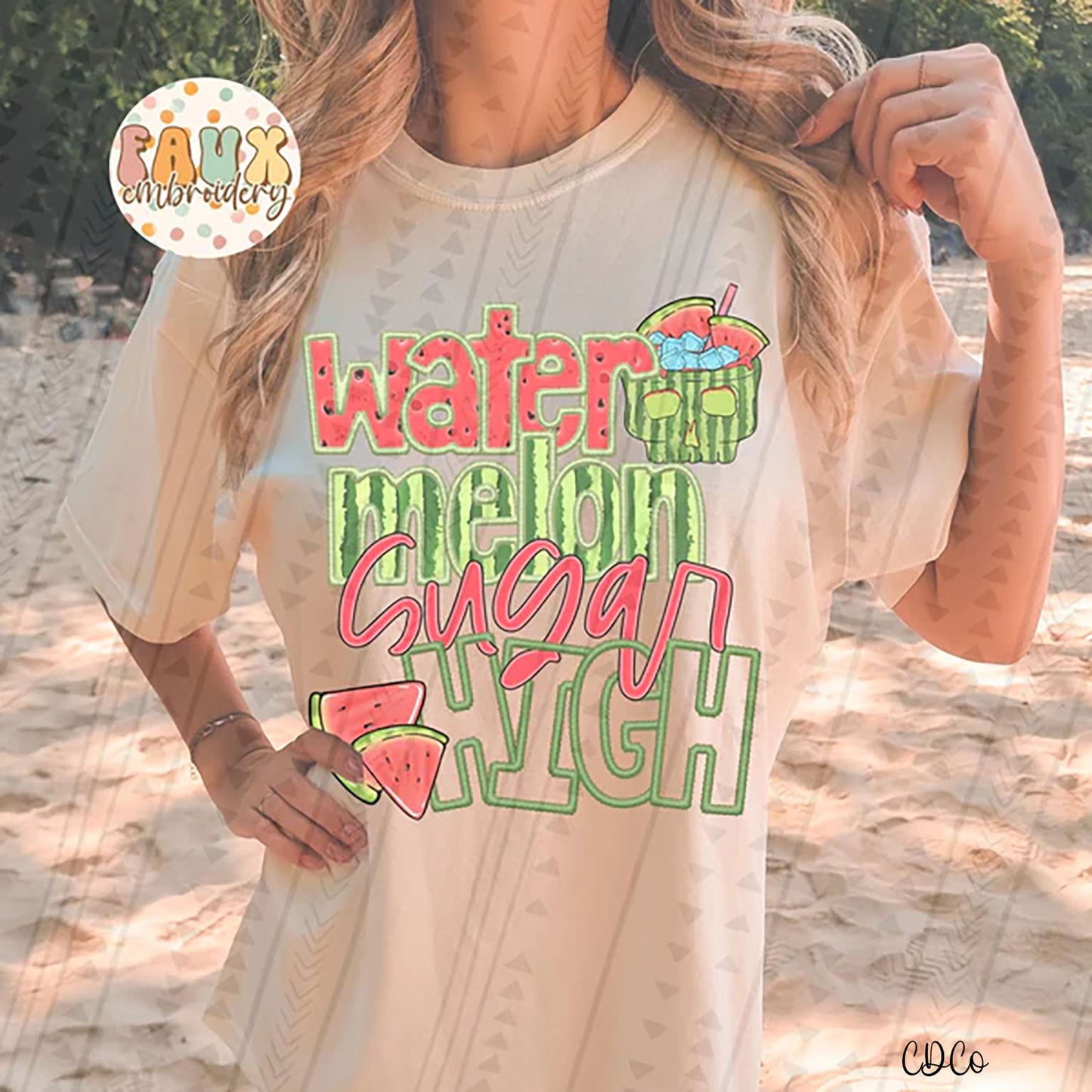 Watermelon Sugar High Faux Embroidery DTF