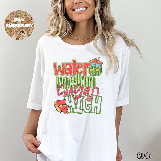 Watermelon Sugar High Faux Embroidery DTF