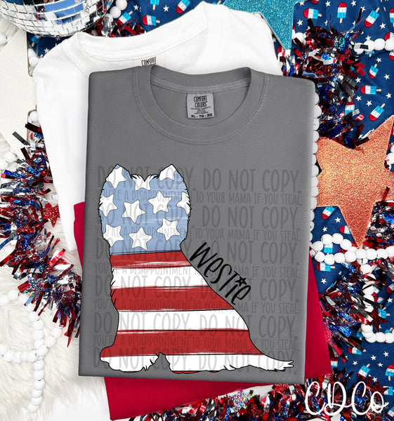 Patriotic Dog Black Text 6 of 7 DTF
