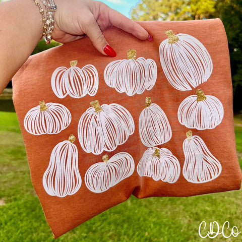 White Pumpkins Faux Glitter 5863 DTF