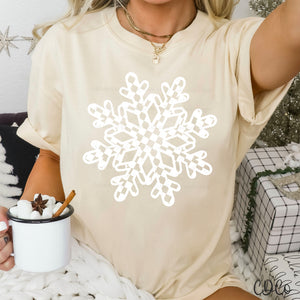 White Checkered Single Snowflake DTF