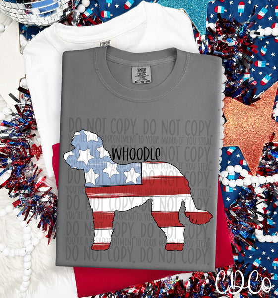 Patriotic Dog Black Text 6 of 7 DTF