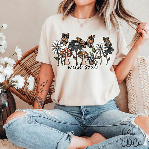 Wild Soul Mushrooms Floral Butterflies 3469 DTF