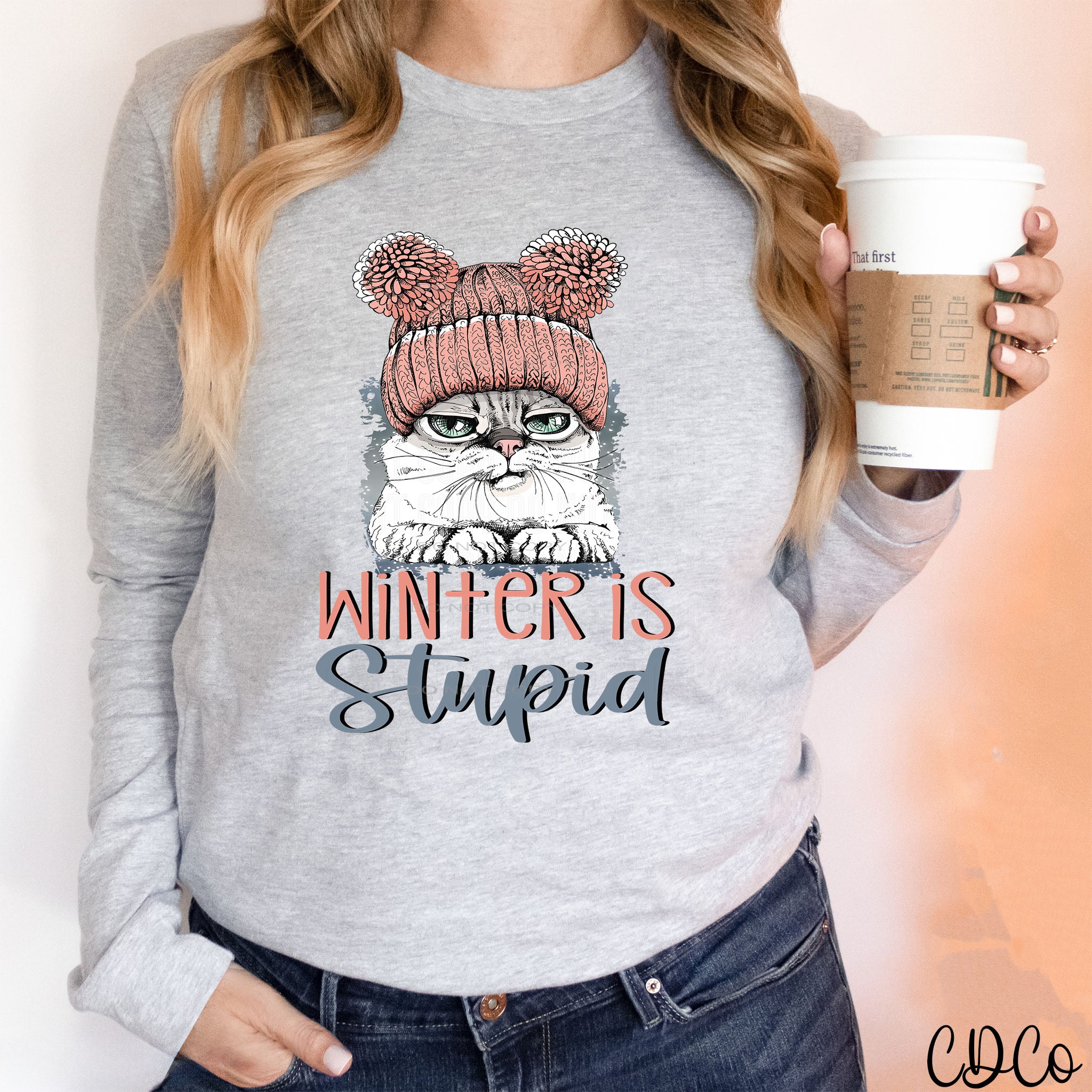 Winter is Stupid Cat 2350 DTF (also available in adult screen print)