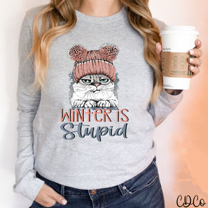 Winter is Stupid Cat 2350 DTF (also available in adult screen print)