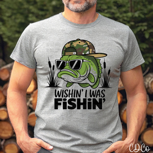 Wishin' I Was Fishin' Camo Hat Fish 10065 DTF