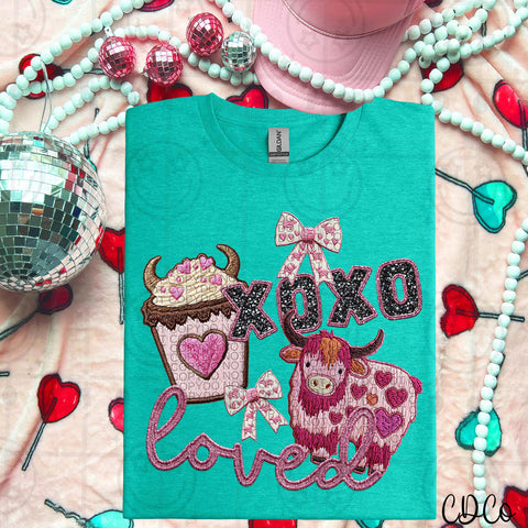 XOXO Highland Cow Collage Faux Emb 3510 DTF