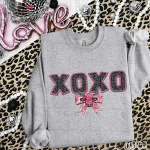 XOXO Highland Cow Coquette Faux Embroidery 3499 DTF