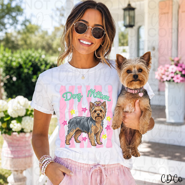 Dog Mom Pink Striped DTF - Chase Design Co.
