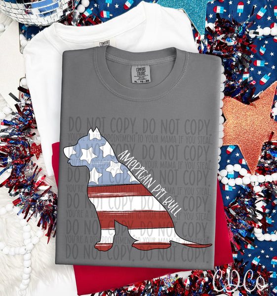 Patriotic Dog White Text 1 of 7 DTF