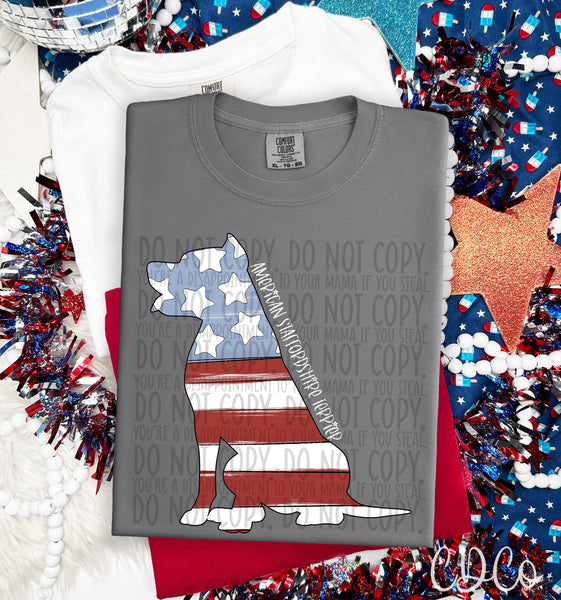 Patriotic Dog White Text 1 of 7 DTF