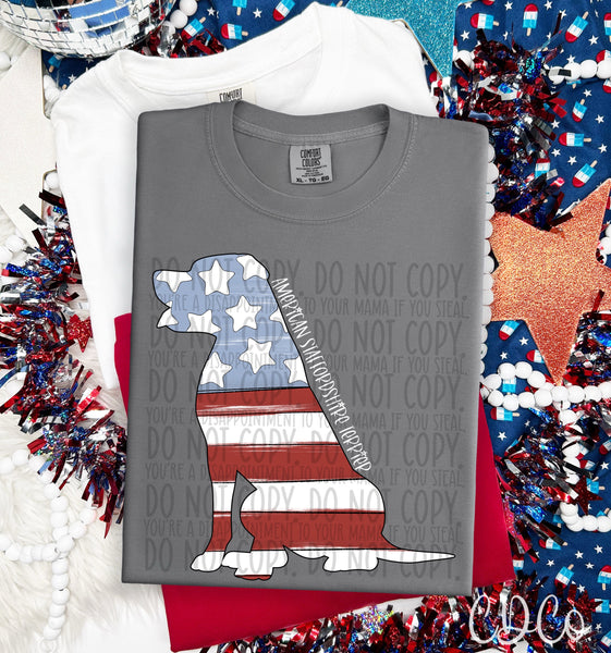 Patriotic Dog White Text 1 of 7 DTF
