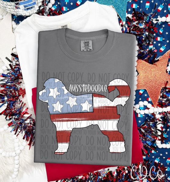 Patriotic Dog White Text 1 of 7 DTF