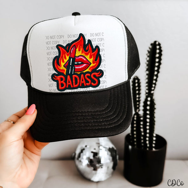 Badass Lipstick Faux Embroidery DTF