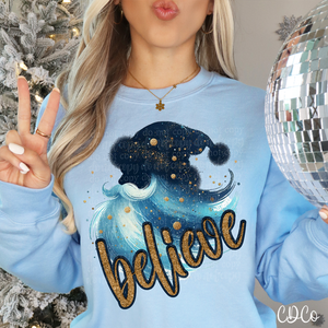 Believe Santa Gold Blue 3336 DTF