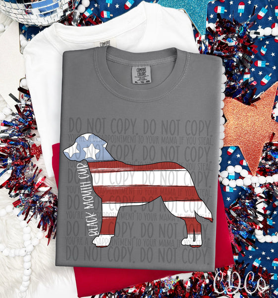 Patriotic Dog White Text 1 of 7 DTF