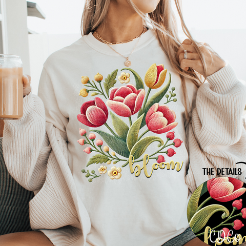 Bloom Tulips Faux Embroidery 3919 DTF
