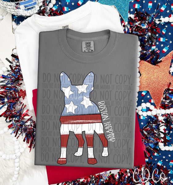 Patriotic Dog White Text 2 of 7 DTF