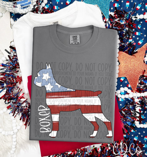 Patriotic Dog White Text 2 of 7 DTF