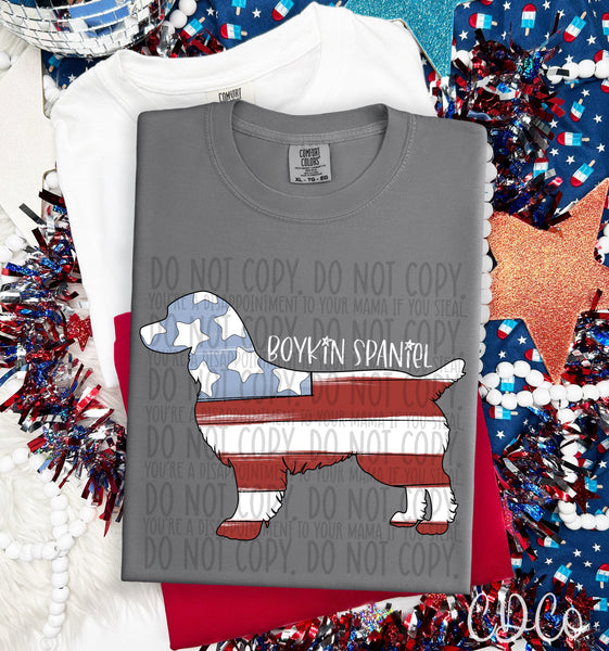 Patriotic Dog White Text 2 of 7 DTF