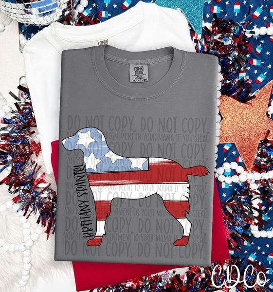 Patriotic Dog Black Text 2 of 7 DTF