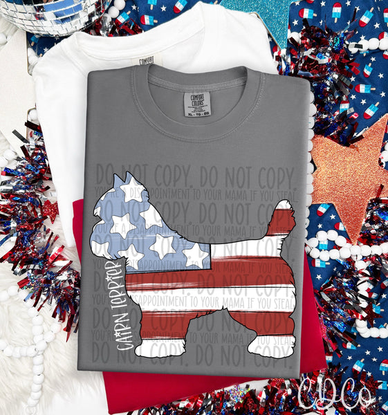 Patriotic Dog White Text 2 of 7 DTF