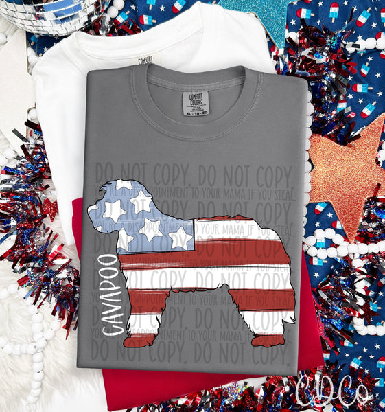 Patriotic Dog White Text 2 of 7 DTF