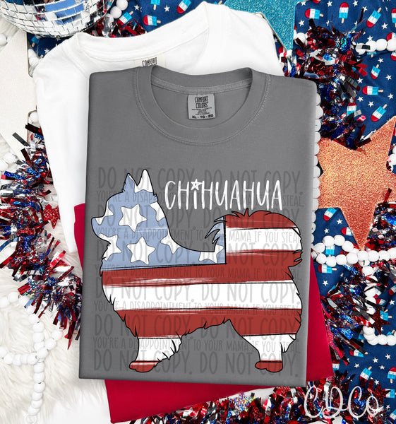 Patriotic Dog White Text 3 of 7 DTF
