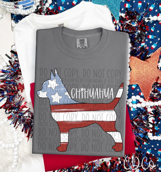 Patriotic Dog White Text 3 of 7 DTF