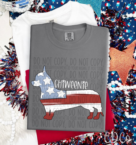 Patriotic Dog White Text 3 of 7 DTF
