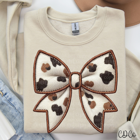 Faux Embroidery Cow Print Bow 2325 DTF