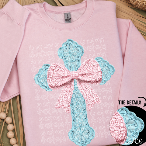 Cross With Coquette Bow 3684 DTF