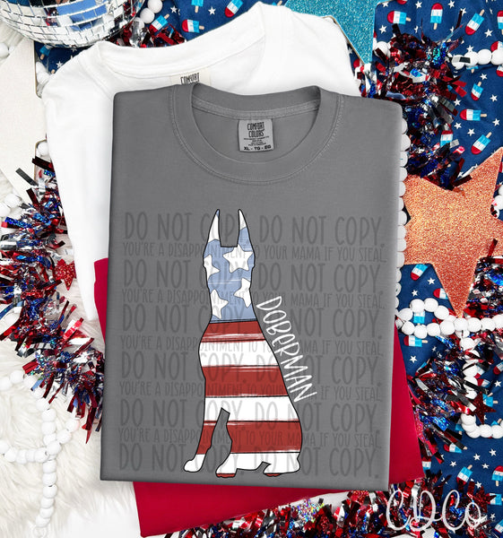 Patriotic Dog White Text 3 of 7 DTF