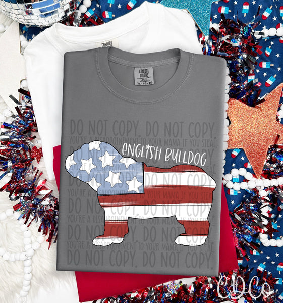 Patriotic Dog White Text 3 of 7 DTF