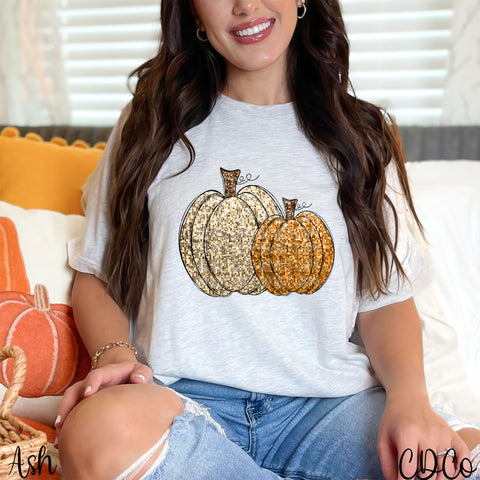 Faux Glitter Pumpkin Duo DTF