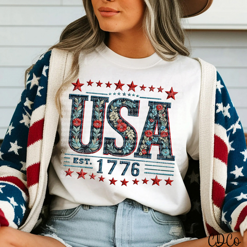 Floral USA 1776 Emb 6207 DTF