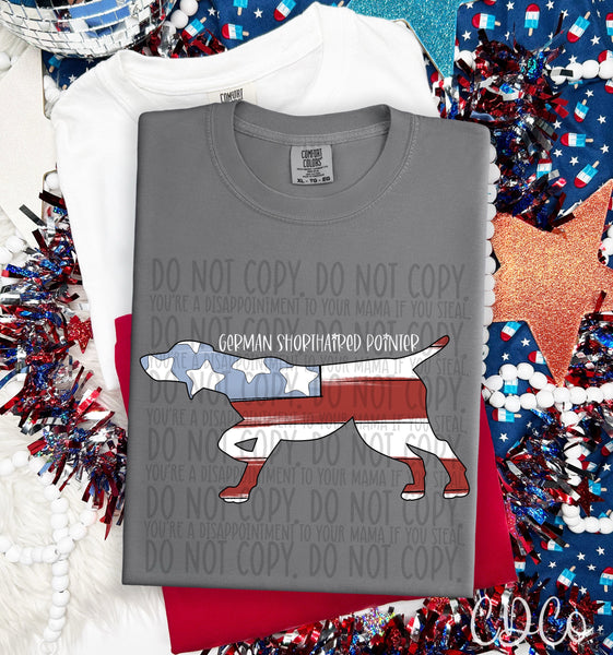 Patriotic Dog White Text 4 of 7 DTF