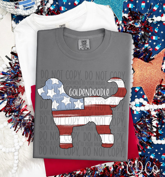 Patriotic Dog White Text 4 of 7 DTF