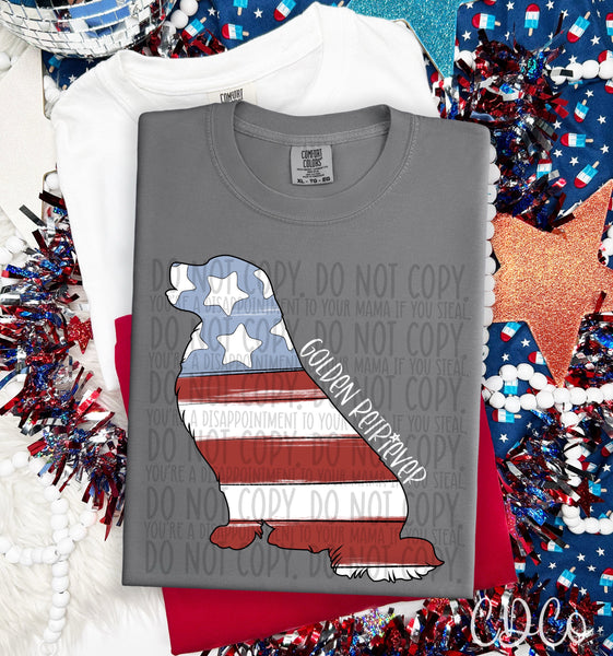Patriotic Dog White Text 4 of 7 DTF