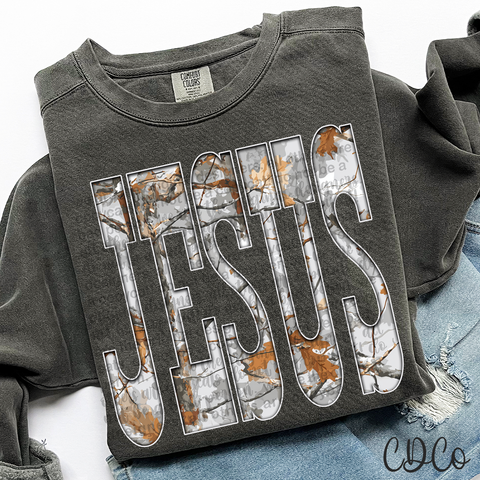 Jesus Gray Camo 6746 DTF