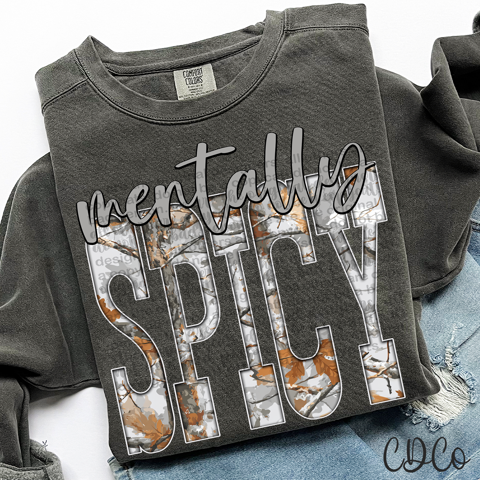 Mentally Spicy Gray Camo 6747 DTF