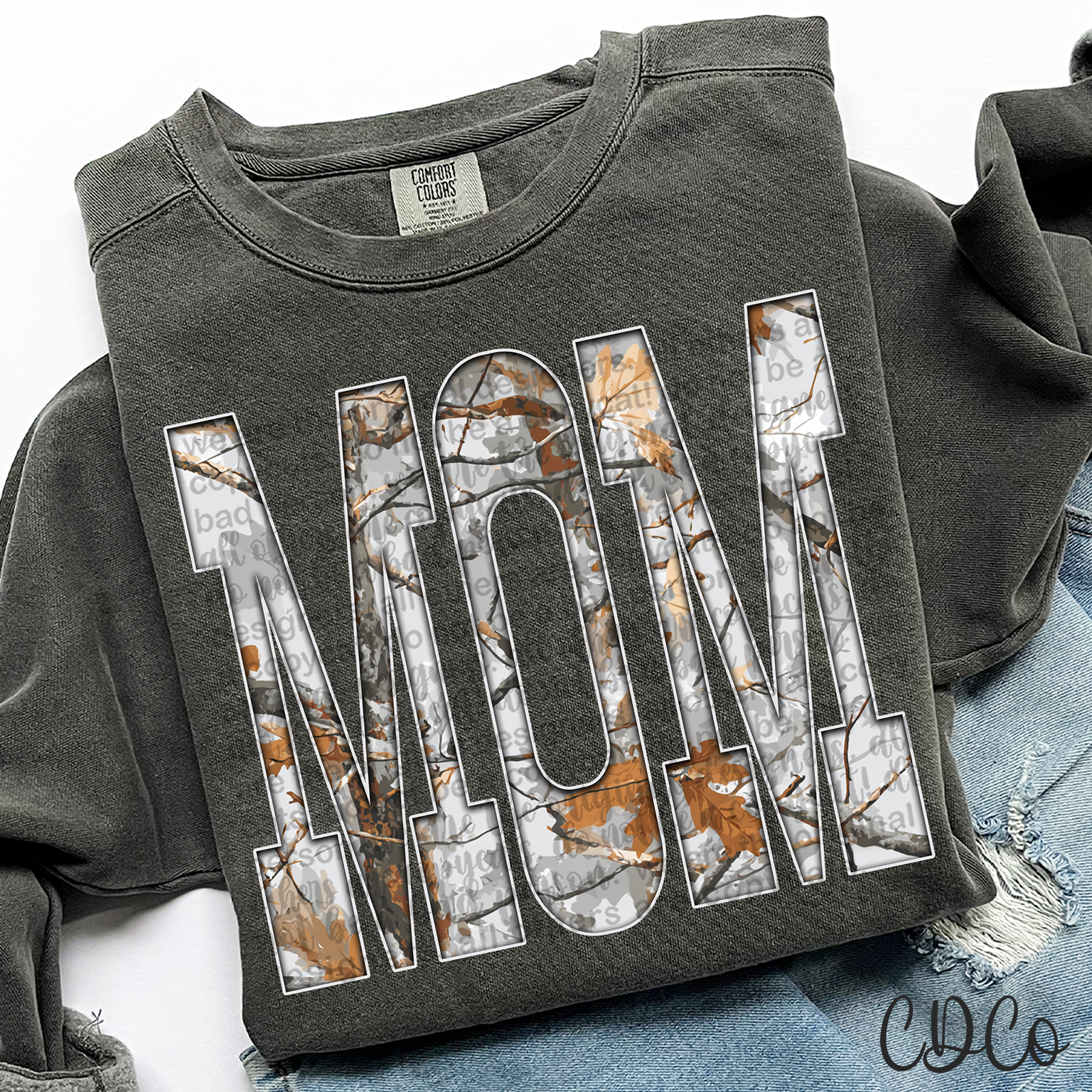 Mom Gray Camo 6776 DTF